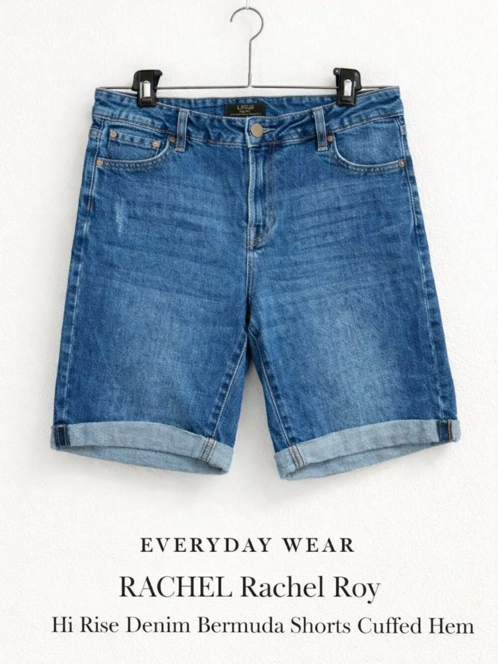 RACHEL Rachel Roy Hi Rise Denim Bermuda Shorts Cuffed Medium Wash Size 10/30